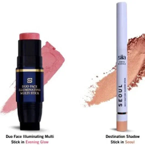 SIIA Cosmetics 2pc Beauty Glow Set Illuminating Multi Stick+Eyeshadow Stick~ROSE - Picture 2 of 5